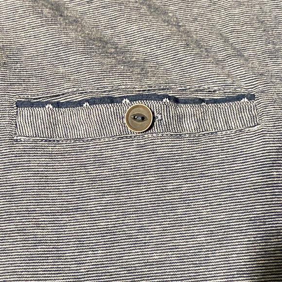 Retrofit MFG Co 3 Button Collared Pullover Mens Shirt Size‎ XL striped Navy Polo - Picture 2 of 9